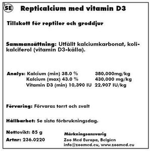 Zoo Med repti calcium, Sisältää D3, Ei sis. Fosforia, 85 g