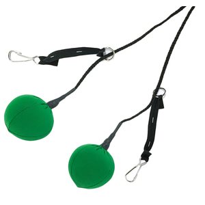Ear balls with nylon strap and with green earplugs