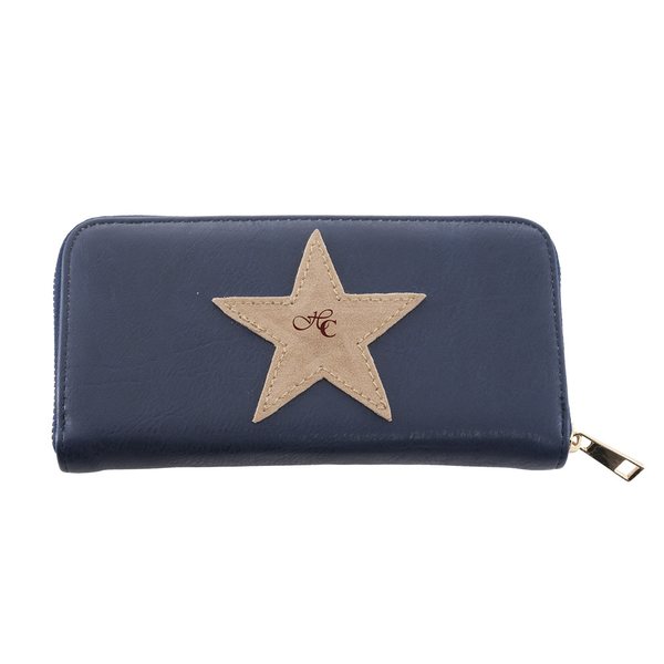 Horse Comfort Star wallet in leather, navy blue - horse comfort